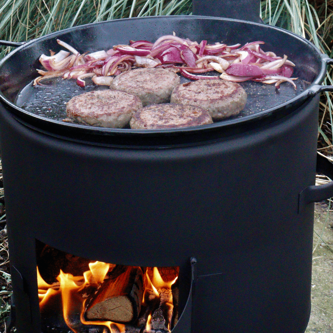 Bbq Buiten Kookkachel Met Bakplaat En Lange Houten Lepel