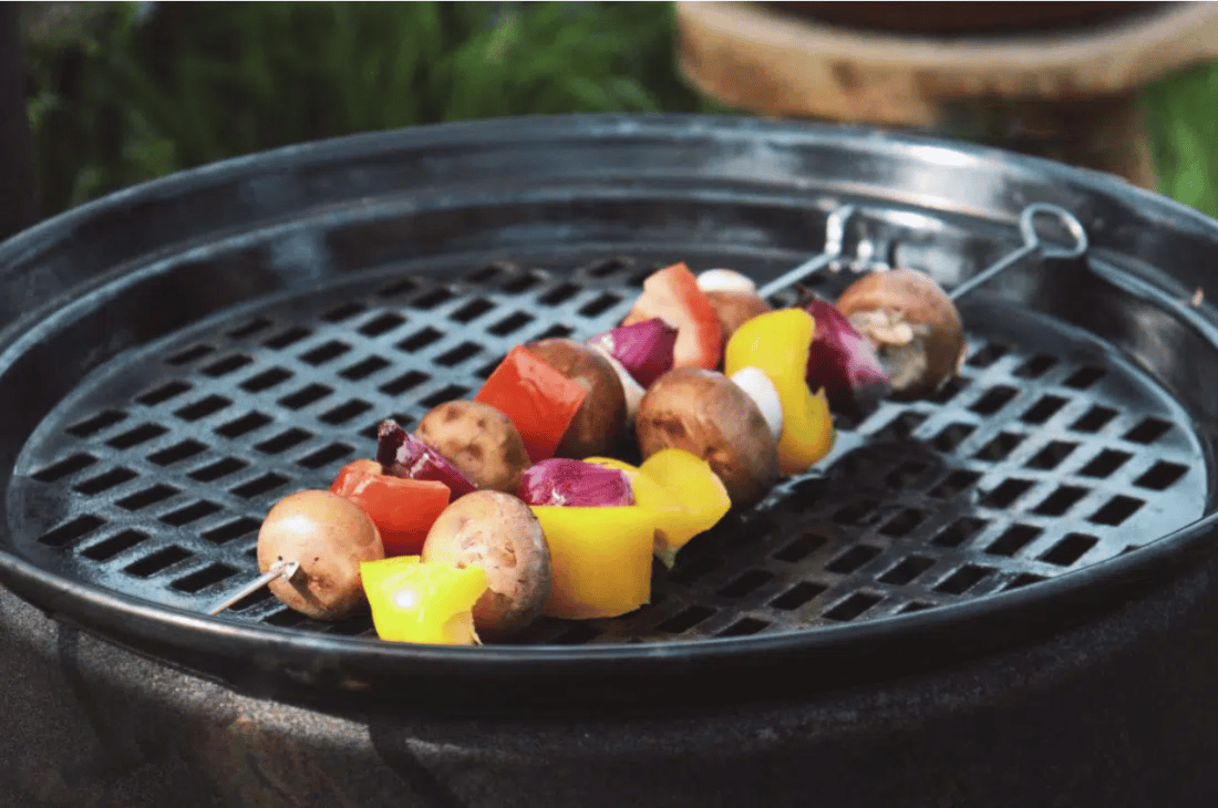 grill grid with skewer