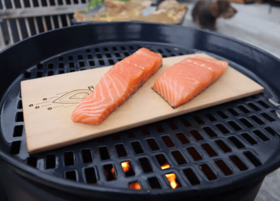 a la parrilla con salmón