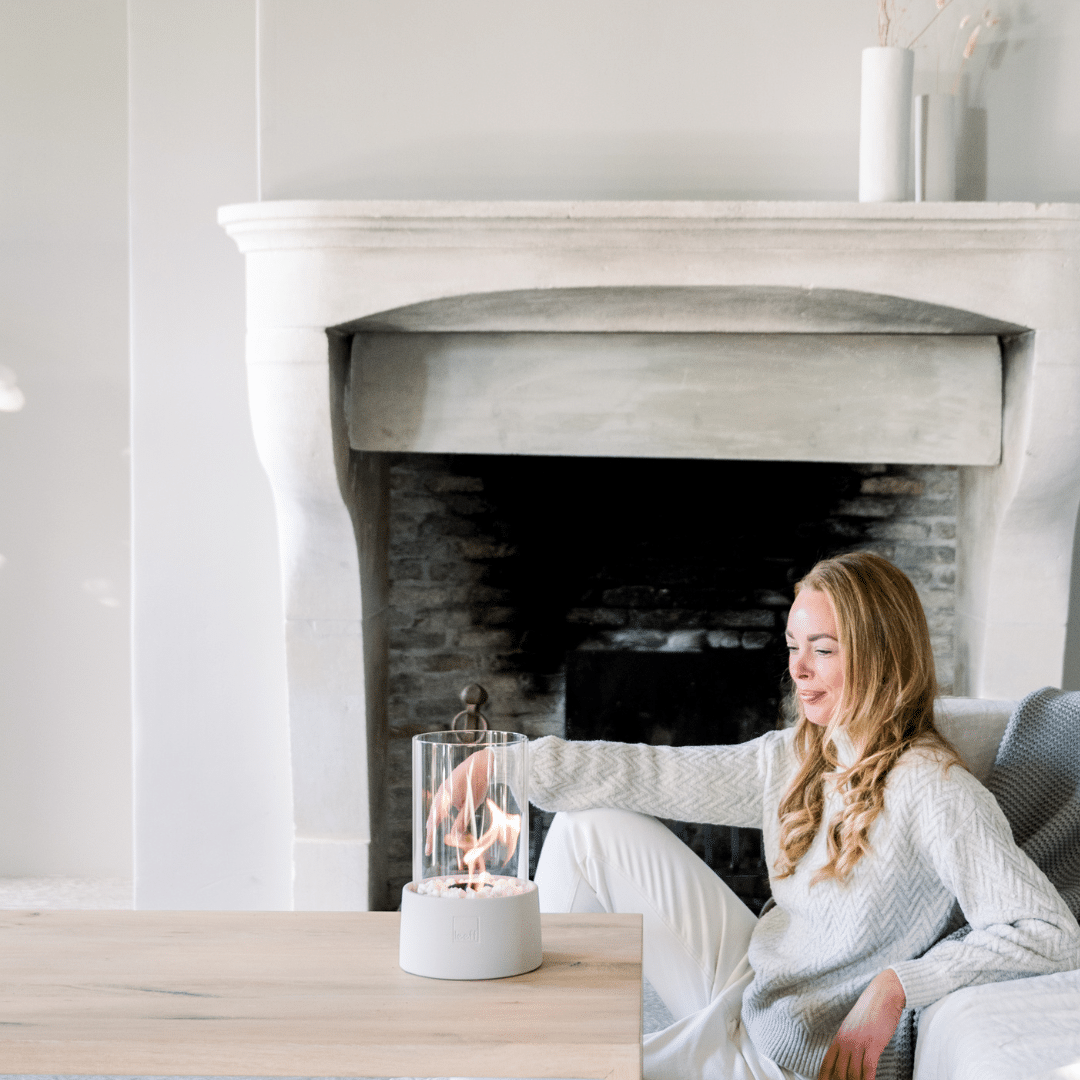 Stonefire Wit Leeff brandend woonkamer