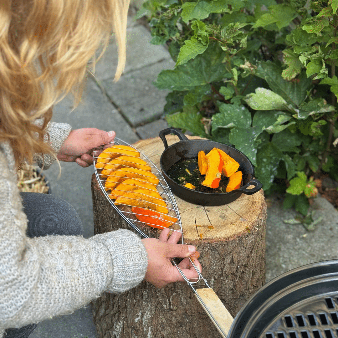 pescado a la parrilla con calabaza ecológica