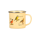 Bonita taza esmaltada con pájaros