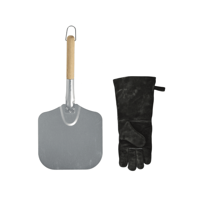 Schöne Pizzaschaufel und BBQ-Handschuh