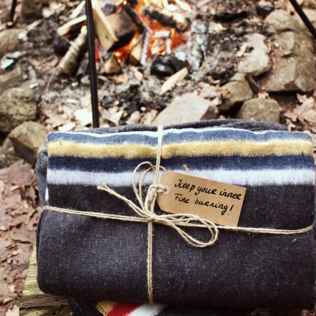 Tough campfire blanket blue/yellow/white