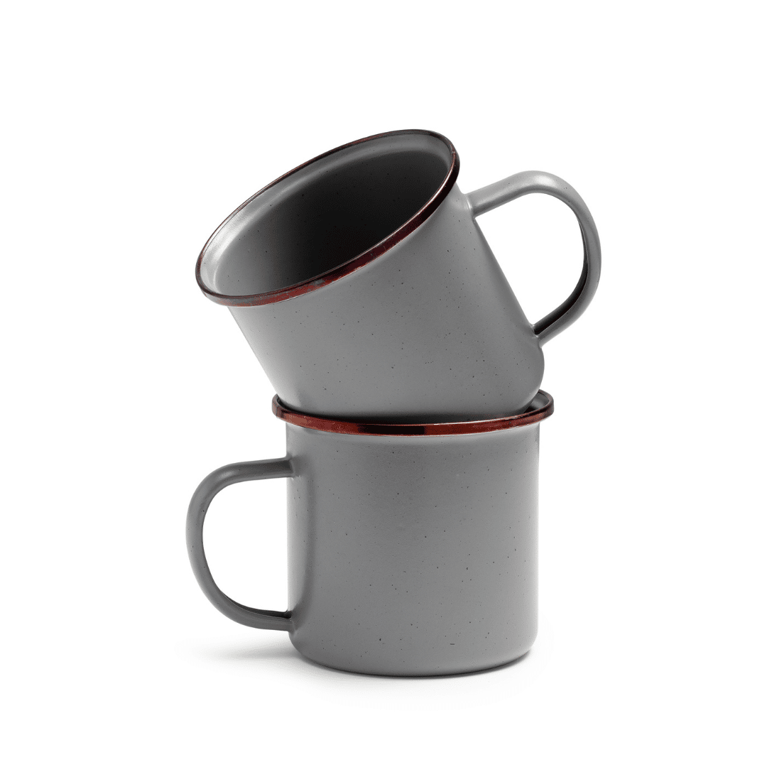 Barebones Emaille Becher grau 2 Stück