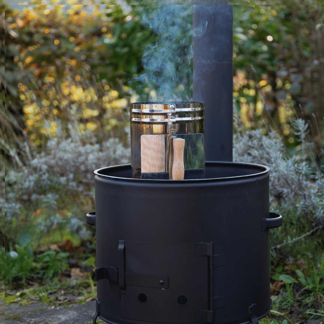 Briquettes coal starter on VUUR LAB. BBQ Outdoor cooking stove