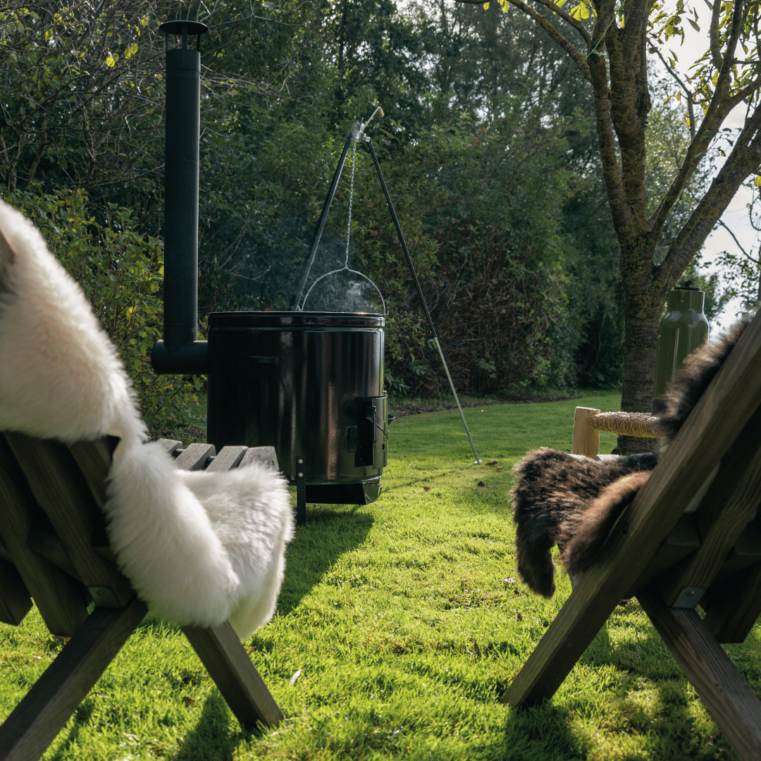 VUUR LAB.® XL Barbacoa Cocina al aire libre Silla de campo Pieles de oveja