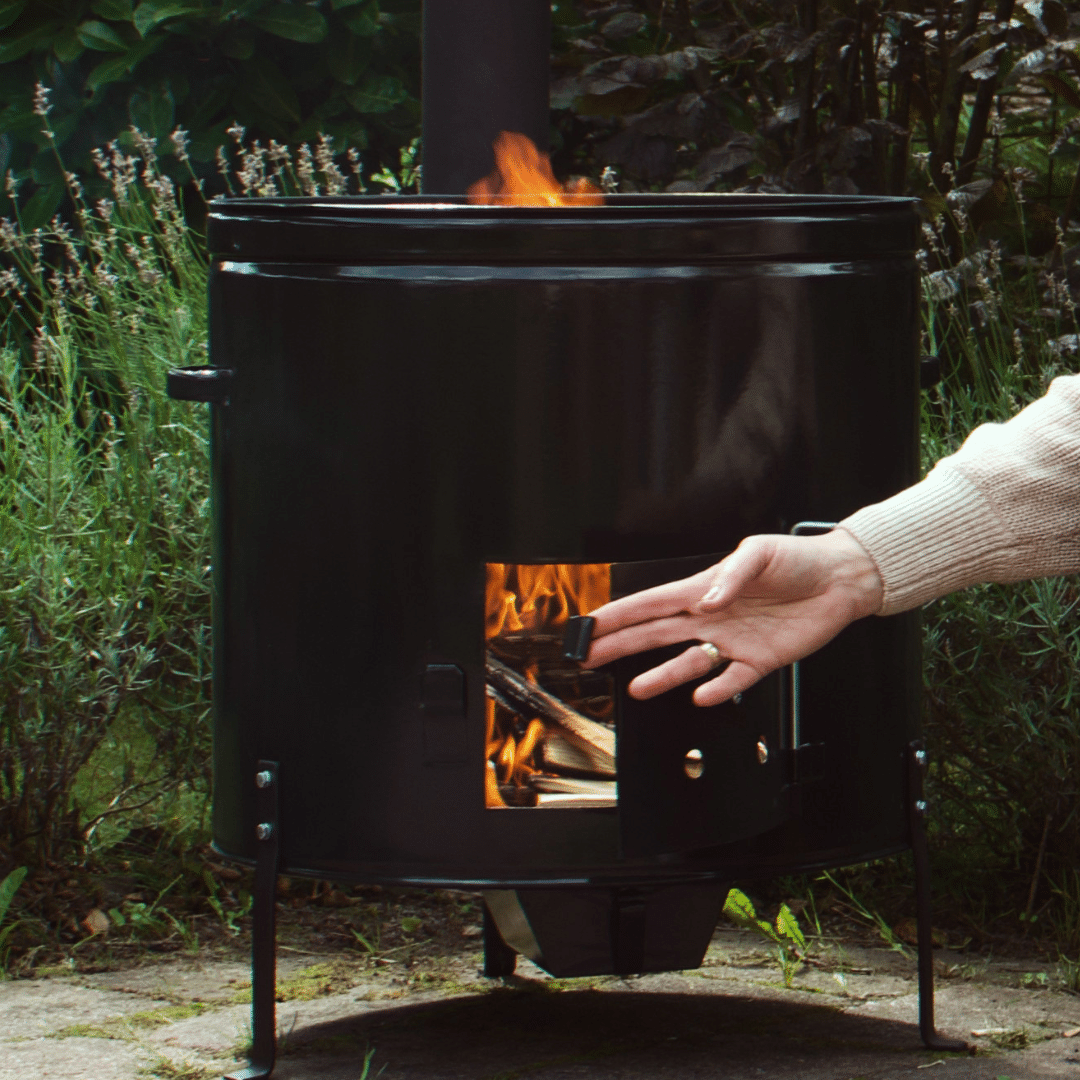 XL BUITEN KOOKKACHEL BRANDEND