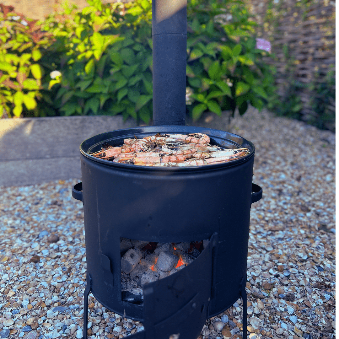 Garnelen auf dem BBQ Outdoor-Kochherd