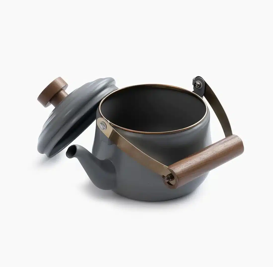 Emaille Theepot Slate Grey