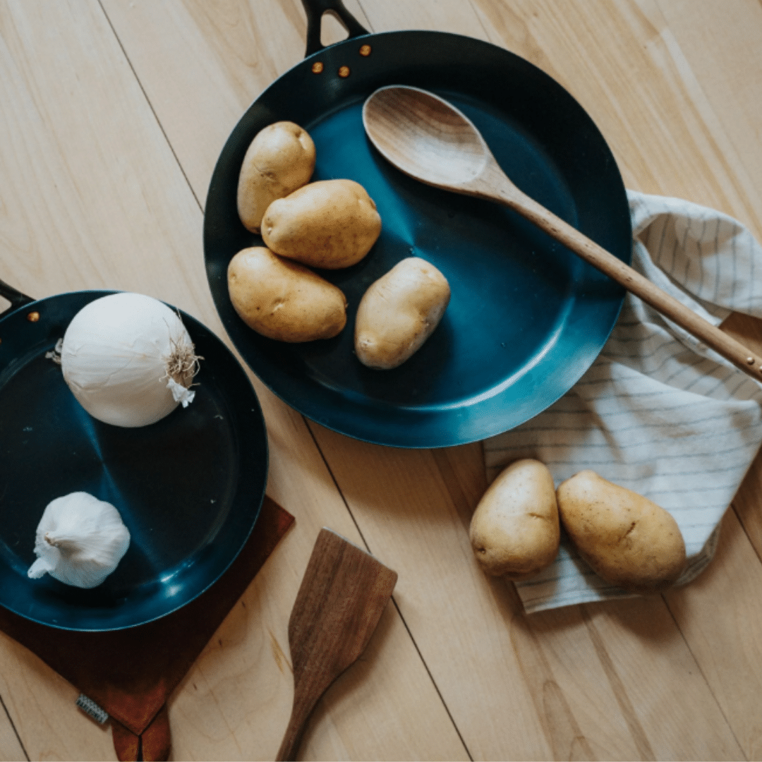 Blue Carbon Steel Skillet pan 12 Barebones two sizes