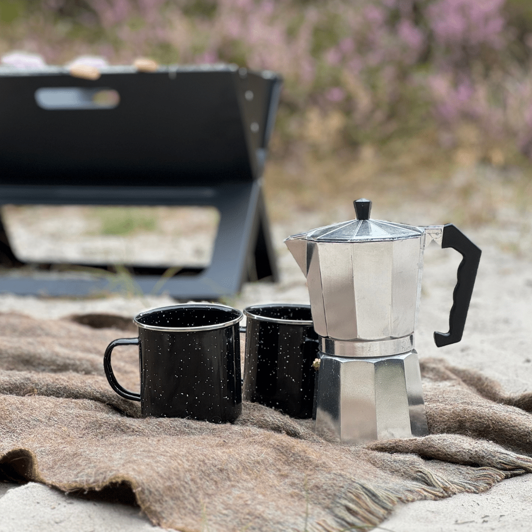 Percolator Silber Becher schwarz VUUR LAB. BBQ faltbar
