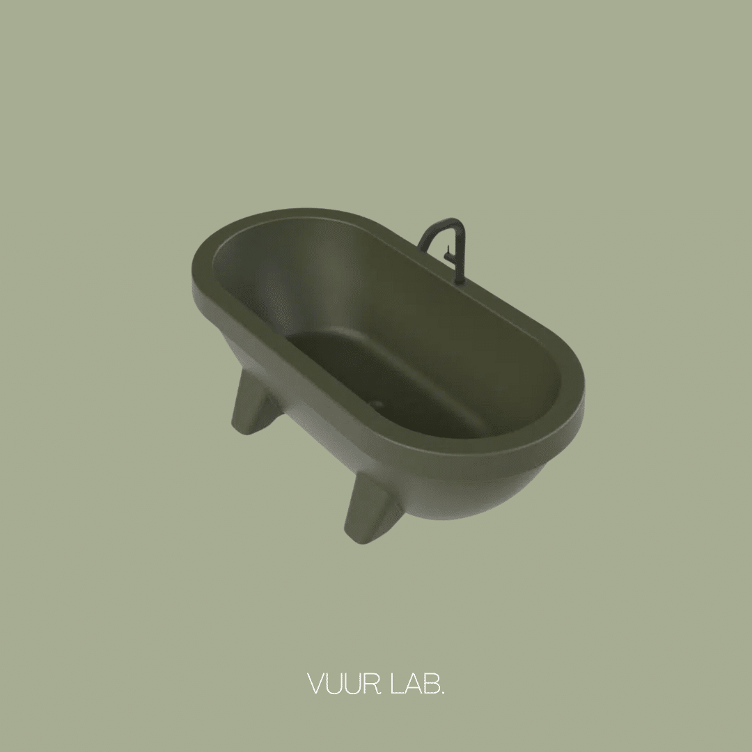 Gardentub Dark olive green met zwarte kraan Gardentub Dark olive green met zwarte kraan