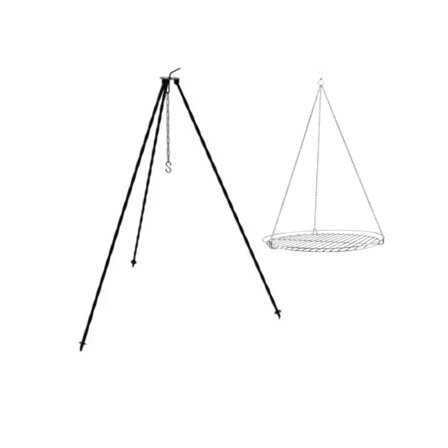 Set with tripod 120 cm with grill grid on chain